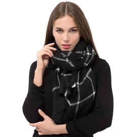 Dimore Trendy Plaid Blanket Scarf Women Big Oversized Long Scarves Warm Winter Tartan Checked Shawl Wrap Scarf Gift For Women