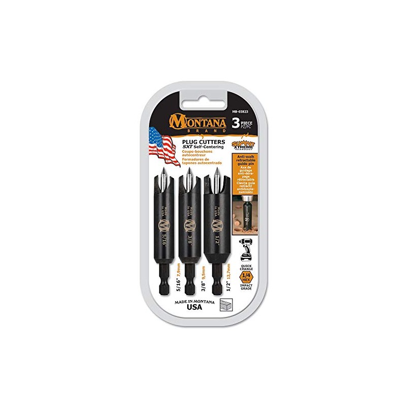 Montana Brands MB-65823 3 Piece Self-Centering Wood Plug Cutters
