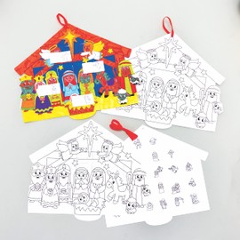 Baker Ross FC274 Colour in Nativity Advent Calendar-Pack of 5, Assorted