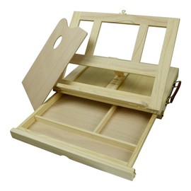 Art Alternatives Marquis Artists Adjustable Desk Box Easel, Natural
