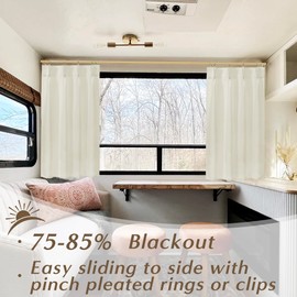 Pinch Pleat Farmhouse Cafe Curtains for Kitchen Window Over Sink - 80% Blackout Boho Small Curtains 30 Inch Length