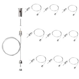 Adjustable Light Suspension Kit,10 Pcs Wire Rope Lamp Holder 1.5mm x 1m Duty Ceiling Light Hanging Wire Luminaire Installation Hardware Fitting Hanging Chains