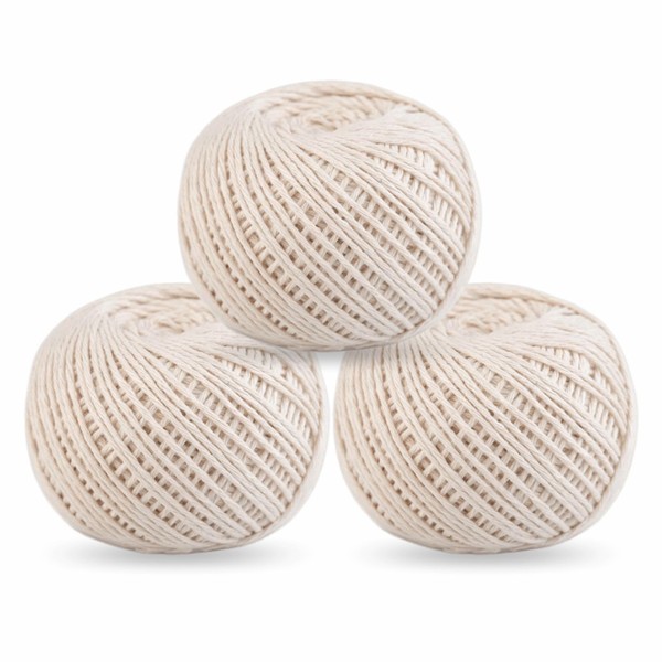 Cotton Twine String Natural Jute Garden Twine Butchers String Handicrafts Decorative String Ball Cord Twine Bakers String Kitchen Twine Oven Cooking String For DIY Arts Crafts Home Office (Pack Of 3)