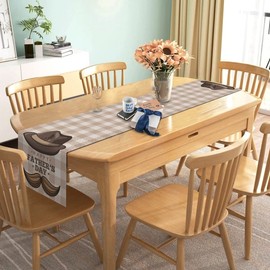 Linen Happy Father's Day Table Runner Buffalo Check Plaid Best Dad Ever Indoor Outdoor Party Decoration Home Dining Room Kitchen Table Decor