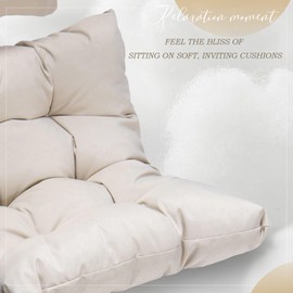 BULEXYARD Indoor Outdoor Hanging Swing Egg Chair with Stand & Raincover 350lbs Capacity, Beige Wicker Hammock Egg Basket Chair with Beige Thickened Cushion for Bedroom Balcony Garden Porch