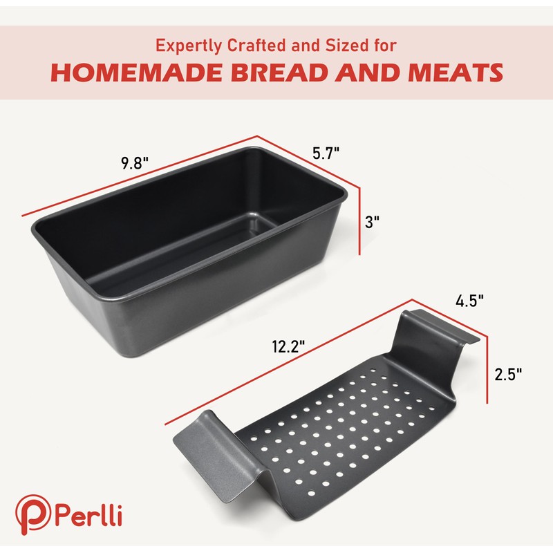 PERLLI Meat Loaf Pan with Drip Tray – 2 Pc.