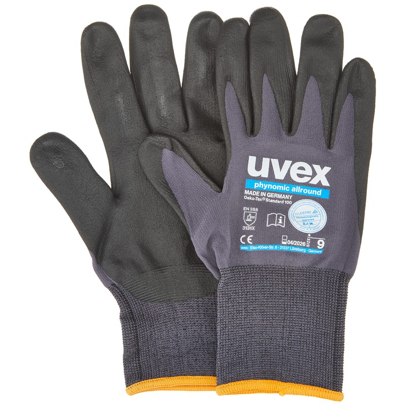 Uvex 600499 PHYNOMIC all-round glove, size 09, grey/black