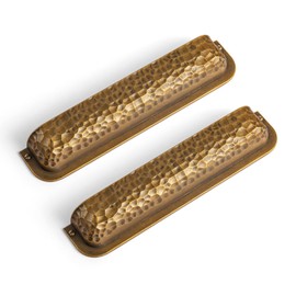 Goo-Ki Hammered Cup Pulls 5 Inch Hole Center Bin Cup Drawer Pull Zinc Alloy Hardware for Cabinet Kitchen, 6 Pack Antique Brass Vintage Retro Bronze Bar Handles