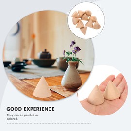 SEWACC 10pcs Unfinished Wooden Cones Natural Wood Cone Ring Holders Unpainted Wood Plain Stand Cone Blank Wooden Cones for DIY Crafts Drawing Sculpture