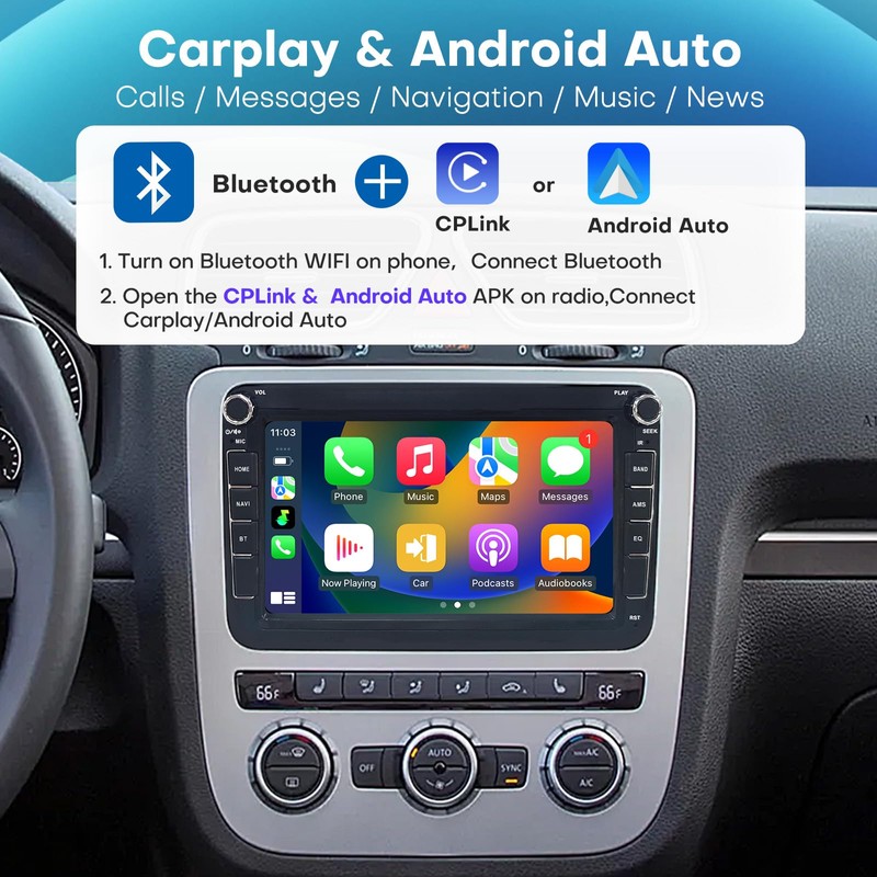 4Core+64G Car Radio for VW Volkswagen Seat Golf Passat Jetta