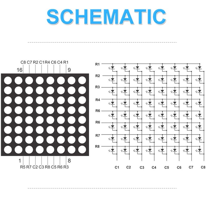 DAOKAI Dot Matrix Module 8x8 Dot Matrix LED Display Single