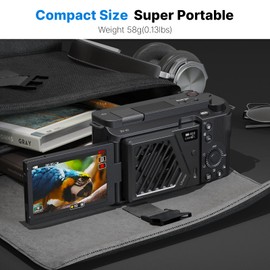 ULANZI - Ventilador de refrigeración para cámara, color negro, montaje telescópico con resorte ajustable, mini ventilador de refrigeración inteligente en tiempo real con puerto de carga tipo C,