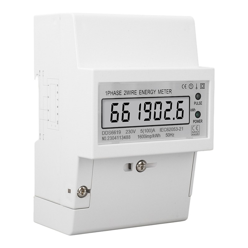 Electricity Meter 1 Phase 2 Wire LCD AC 5A 100A