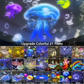 LytRdIt 21 Sets of Films, Kids Night Light Projector, Star Galaxy Projector with 360 Rotating for Kids Baby Girls, Birthday, Christmas, Nursery, Room Decor