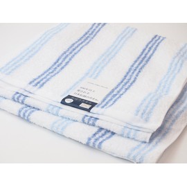 UCHINO 8807Y619 Bath Towel, Oboro Stripe C, Thin, Light and Easy to Dry 13.4 x 35.4 inches (34 x 90 cm), Blue