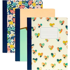 Pukka Pad, Carpe Diem Composition Notebooks - 48 Pack of Journals Featuring 140 Pages of College Ruled 80GSM Paper with Sturdy Cover Stock - 9.75 x 7.5in - Floral Love