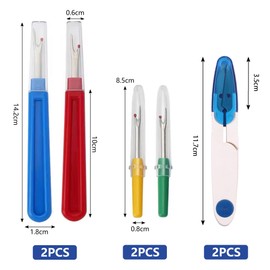 6 Pcs Seam Ripper Sewing Accessories, Big and Small Stitching Thread Unpicker with 2 Scissors, Thread Cutter Remover, Seam Rippers for Sewing for Sewing Needlework DIY Craft