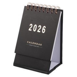 STOBOK Mini Desk Calendar 2025-2026 Monthly Planner Portable Standing Flip Small Table Calendar for Home Office Decor Black