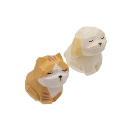 Kopida Small Wooden Dog Figurine Cat Figurine, 1.77 Inch Handmade Carved Wood Cat Dog Unique Lovely Art Carving Work for Home Decoration Collectible