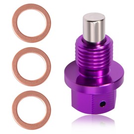 LEONTOOL M12 x 1.25 Magnetic Oil Drain Plug Aluminum Alloy Oil Pan Drain Nut Bolt with Red Copper Crush Washer Gaskets, Universal Leak-proof Replacement Car Accessories for Most Vehicles, Motorcycles