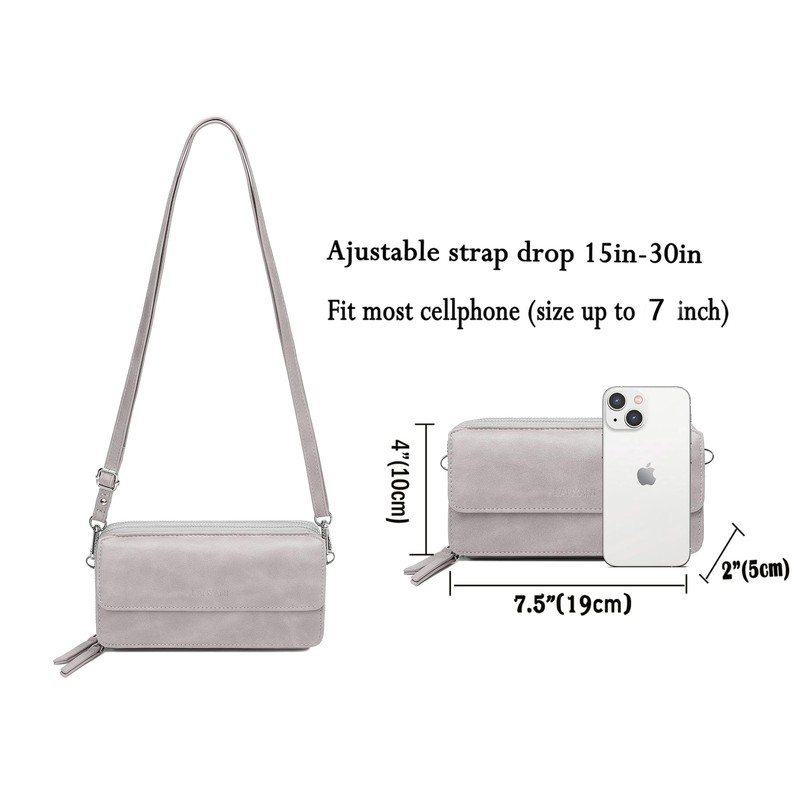 Lanyani RFID Crossbody Wallet Wristlet Purse with Phone Pocket For