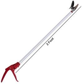 Prunrt Tree Trimmer, 2 Foot Pole Pruner, Long Reach Pruning Shears, Cut and Hold Garden Clippers, Aluminum Lightweight Handle Fruit Picker, Branch Bypass Loppers