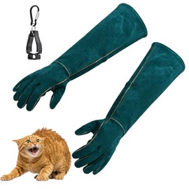 SaReon Pet Gloves, Dogs, Bite Prevention, Pet Gloves, Cats, Dogs, Safety, Cowhide Leather, Thick, Gardening, Animal Capture, Heat Resistant, 5 Fingers, Hook, Work Gloves, For Pets, Scratching