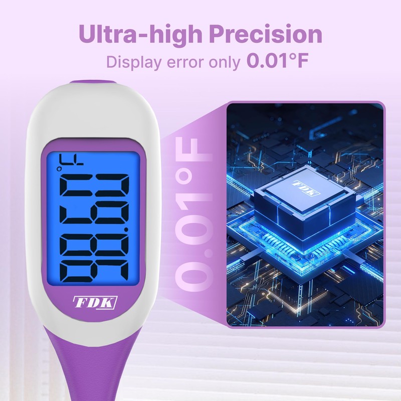 FDK Basal Body Thermometer for Ovulation, Large Dual-Color Backlit Display