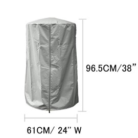 Gobabo Tabletop Heater Cover Waterproof with Zipper 38'' H x 24'' W x 24'' D Patio Heater Cover Heavy Duty Black (210D Black)