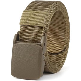 Belts Plastic Buckle Mens Nylon Belt Military Belt for men Web Belt Extended Size 50'' Fabric - Color: Khaki