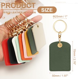 PATIKIL 10pcs Leather Keychain Blanks, 45mm Sublimation Keychain Blanks PU Leather Key Chain Bulk Keyring with Rings for Name Tag Dog Cat Collar Keys, Rectangular,Dark Green