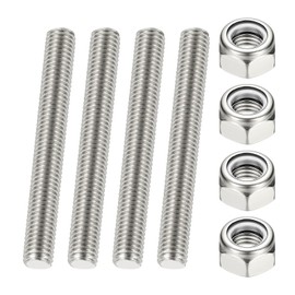 PATIKIL 1/2"-13 UNC Fully Threaded Rod, 3.54" Length 304 Stainless Steel Right Hand Long Thread Bar Studs with Nuts for Pipes Clamps Hangers U-Bolts 2Pcs