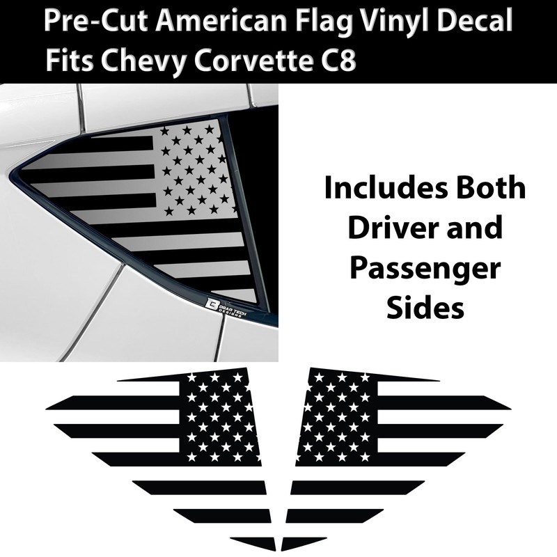 BOGAR TECH DESIGNS Precut Quarter Window American Flag Vinyl Decal