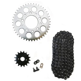 Factory Spec, KIT-600SHADOW16-44BK, Black 525x120 O-Ring Drive Chain & 16/44 Sprockets for Honda Shadow VLX 600 fits 1989-2007 VT600C/CD/CD2