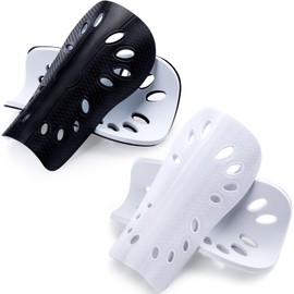ANCIRS 2 Pairs Soccer Shin Guards for Kids, Breathable Shin Guard Sleeves for Boy & Girl Football Games, EVA Cushion Calf Protective Gear for Young Boys and Girls- Black & White