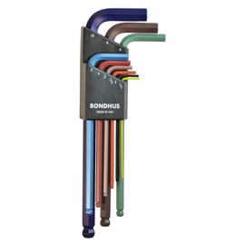 Bondhus 69499 Ball End L-Wrench Set with ColorGuard Finish, 9 Piece