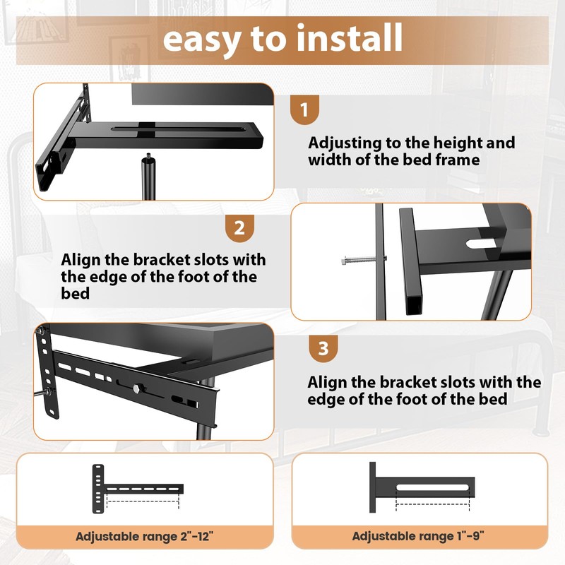 Universal Bed Headboard Brackets, Adjustable Bed Base for Twin/King/Queen/Full Size
