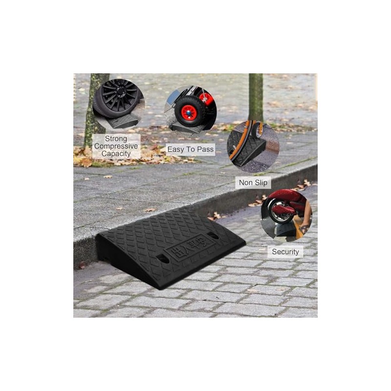 EVERGOODS 2PCS Kerb Ramp 49.6 * 27 * 8.8cm Wheelchair