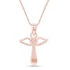 Angel Wing Cross Heart Pendant Necklace in 14K Rose Gold
