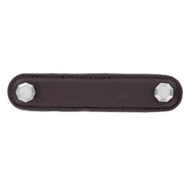 Vicenza Designs K1162 Archimedes Leather Pull, 4-Inch, Brown, Satin Nickel