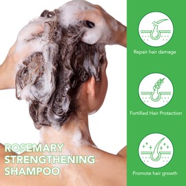 Rosemary Shampoo for Hair Growth, Rosemary Mint Shampoo, Vegan Rosemary Shampoo Against Hair Loss with Biotin, Gentle Cleansing, Repairing and Nourishing Scalp Shampoo for Women Men, 300 ml