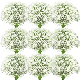 Ysleen 200 Pieces Artificial Flowers Plastic Baby Breath Flowers Faux Gypsophila DIY Floral Bouquets Arrangement Baby Breath Wedding Party Decoration for Party Home Office Garden Decor (White)