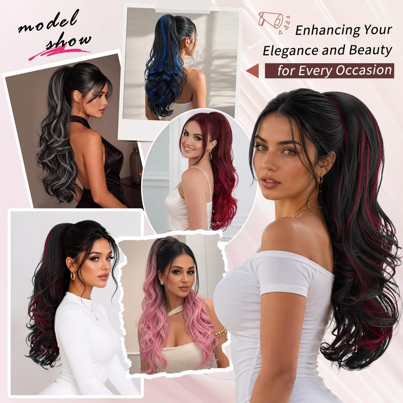 Ponytail Extension Drawstring Ponytail for Women 26" Long Wavy Curly