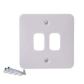 Schneider Electric - Lisse White moulded (LWM) Grid Two gang grid plate with a raised rounded profile - Wiring Devices Durable anti-microbial urea construction - White - GGBL02G