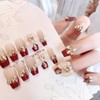 24PCS Press on Nails，Fake Nails， Glue on Nails， Reusable Short