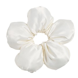 Blessmrich Silk Hair Rings Ladies Ponytail Holder Hairband Silk Oversized Flower Hair Bands Holiday Style Sponge Solid Color Three Dimensional Hundred Hair Strand (White)