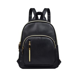 Yanaier Women's Backpack, PU Leather, Mini Backpack, Large Capacity, Waterproof, Lightweight, Zipper Backpack, Small, Popular, Stylish, Commuting to Work or School, Travel, Mother's Backpack, Black