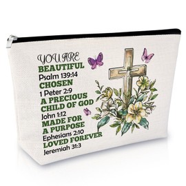 Christian Gifts for Women Makeup Bag Inspirational Religious Gifts for Women Scripture Quotes Cosmetic Bag Inspirational Bible Verse Christmas Birthday Presents for Her Zipper Travel Cosmetic Pouch