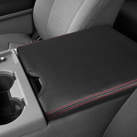 DEYTOP Center Console Cover for Ford F150 2015-2026 Accessories WITH 40/20/40 Jump Seat ONLY Console Armrest Cover for Ford F250 F350 F450 F550 2017-2026 (Black with Red Stitches, 2015-2026 JUMP SEAT)