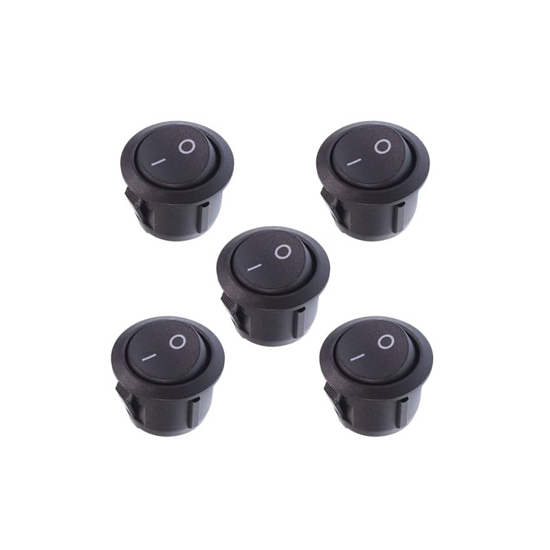 Black On/Off Round 20mm Rocker Switch SPST 2 Terminals Automotive
